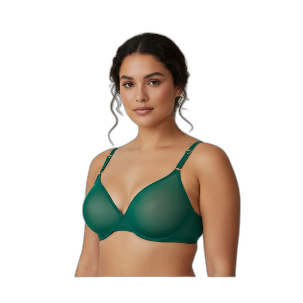 Smart & Sexy Sheer Mesh Underwire Bra 36C Aventurine Green